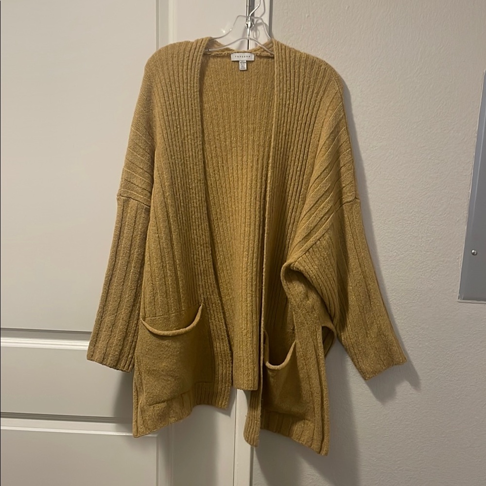 Topshop Cozy Tan Sweater Cardigan